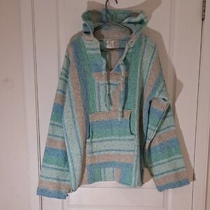 133 - Striped Baja Hoodie With Front Pocket Unisex